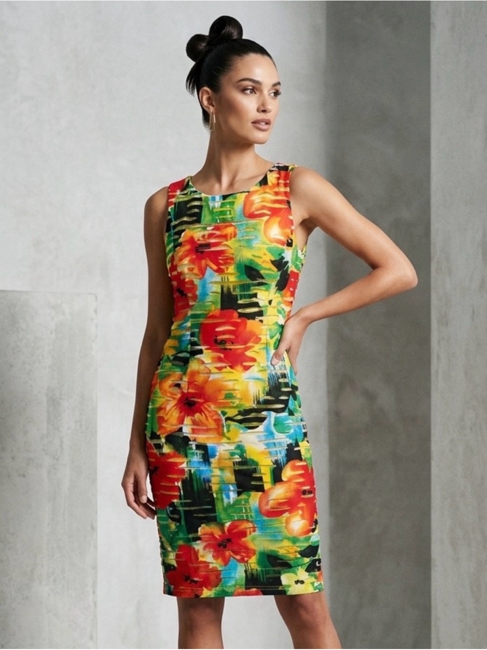 Joseph Ribkoff Textured Floral Cutout Dress XS/S